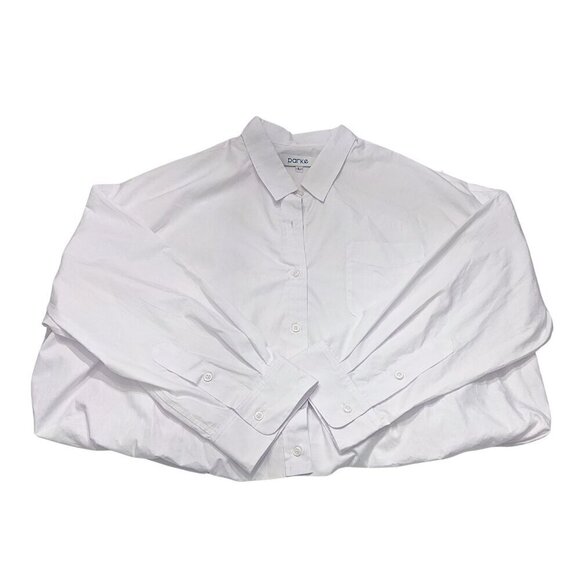 NWOT PARKE White Bubble Down Cropped Blouson Poplin Shirt Boho Normcore Size L - Picture 5 of 10